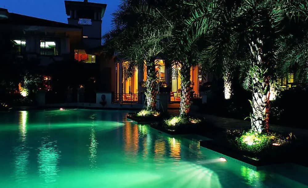 underwater green light pool