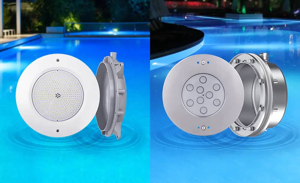 plastic and stainless steel pool light