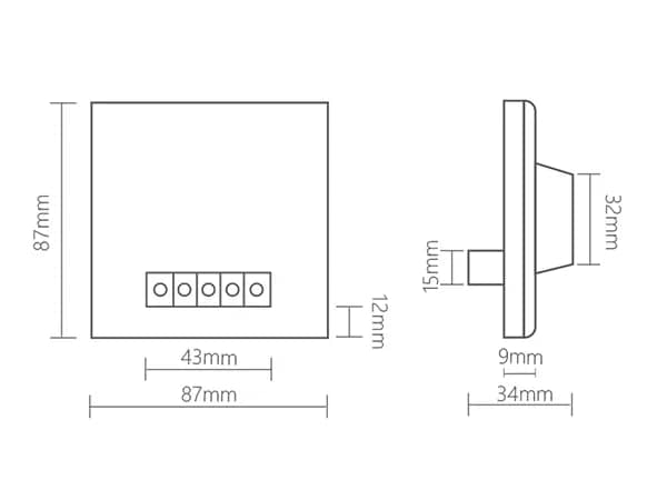 El tamaño del panel del controlador de atenuación