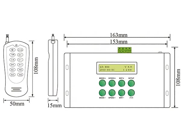 DMX512 controller size