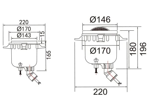 Plastic mounting fittings size