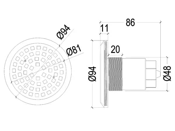 LED underwater light size