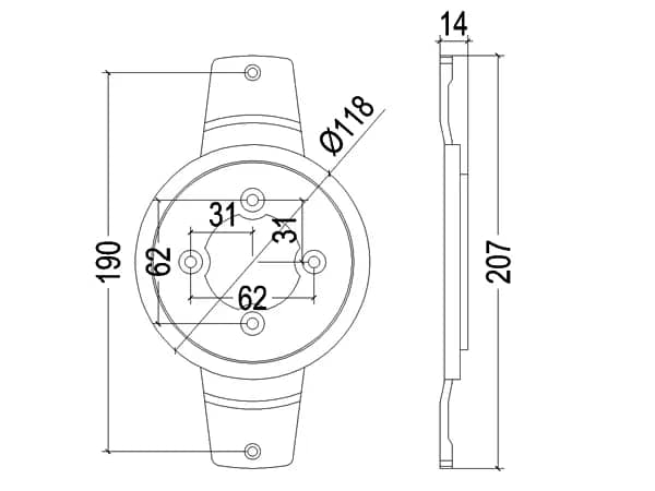 Pool light installation kit dimensions