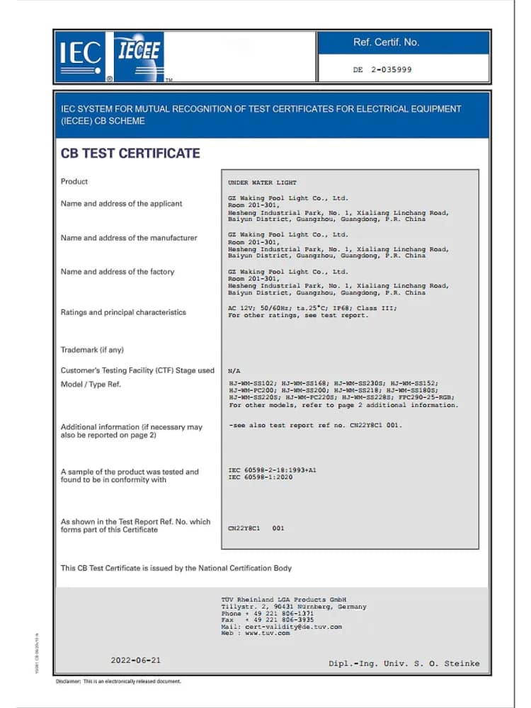 CB Certificate