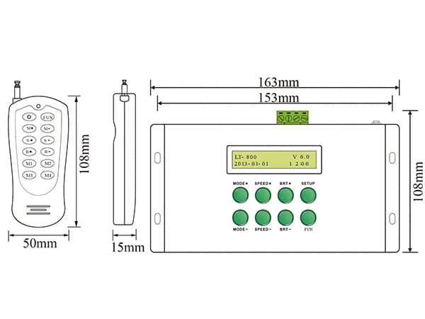 DMX512 controller size